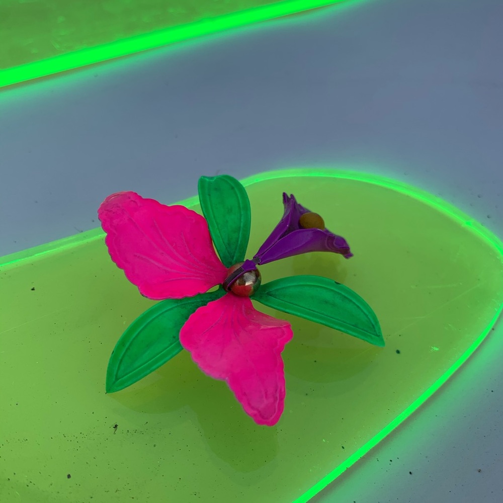 Vintage Neon Orchid Pin/Brooch